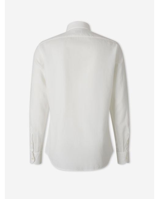 Santa Eulalia White Plain Cotton Shirt for men