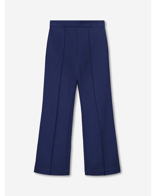 Staud Blue Wide Leg Knit Trousers