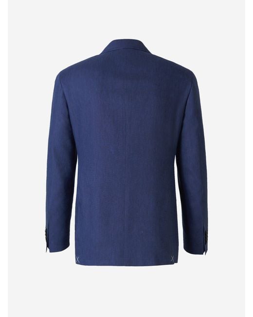 Canali Blue Linen And Wool Suit for men