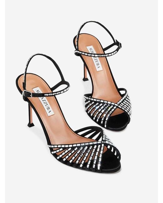 Aquazzura Black Hold Me Crystal Sandals 85