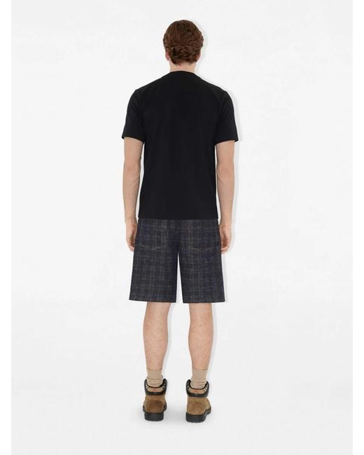 Burberry Black Slim Fit Ribbed Neckline T-Shirt With Equestrian Knight Print for men