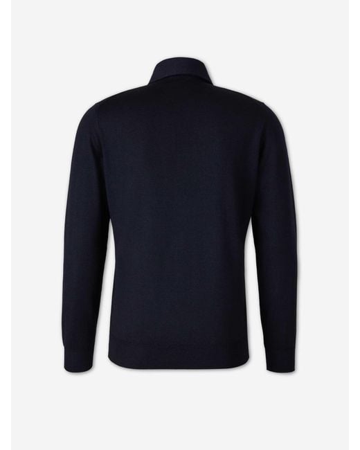 Santa Eulalia Blue Fine Merino Wool Polo Shirt for men