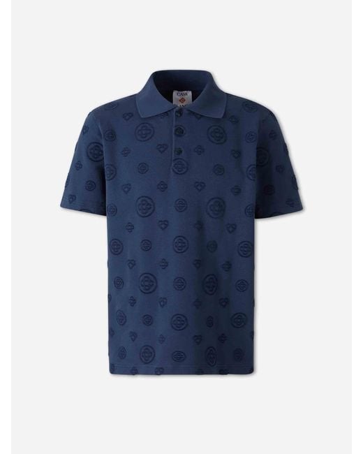 Casablanca Blue Monogram Polo Shirt for men