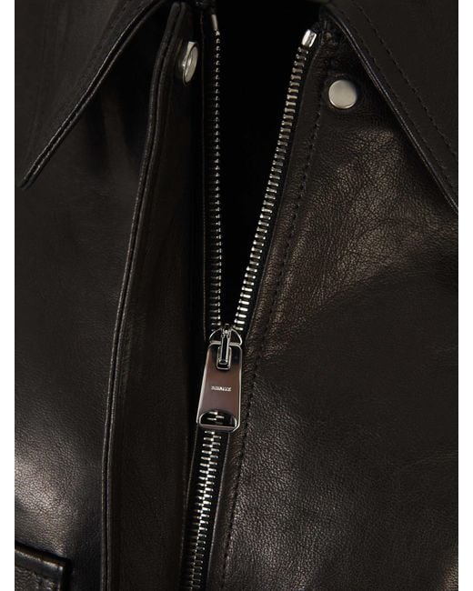 Khaite Black Leather Jacket With Pockets