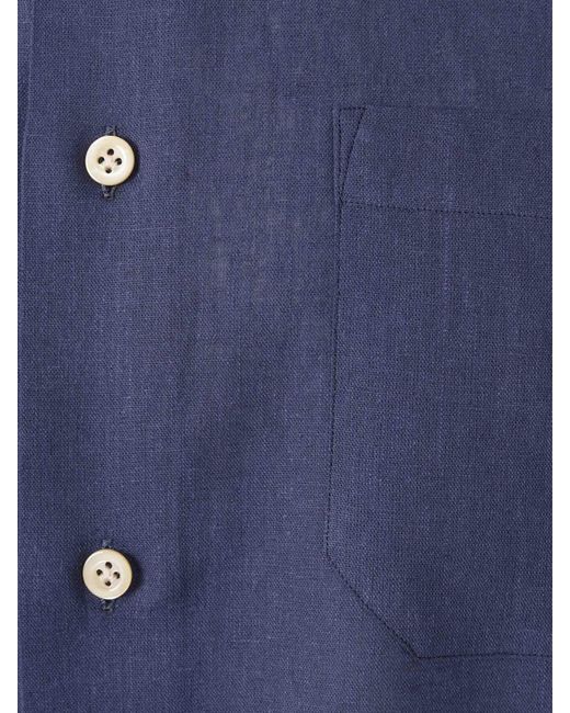 Camisa Lisa Lino Santa Eulalia de hombre de color Blue