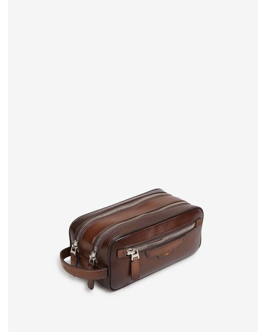 Neceser Cremallera Piel Santoni de hombre de color Brown