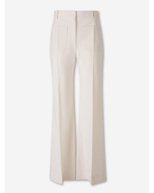 Victoria Beckham White Straight Wide Leg Trousers