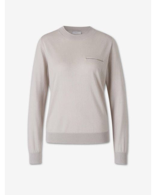 Peserico White Fine Cashmere Silk Sweater