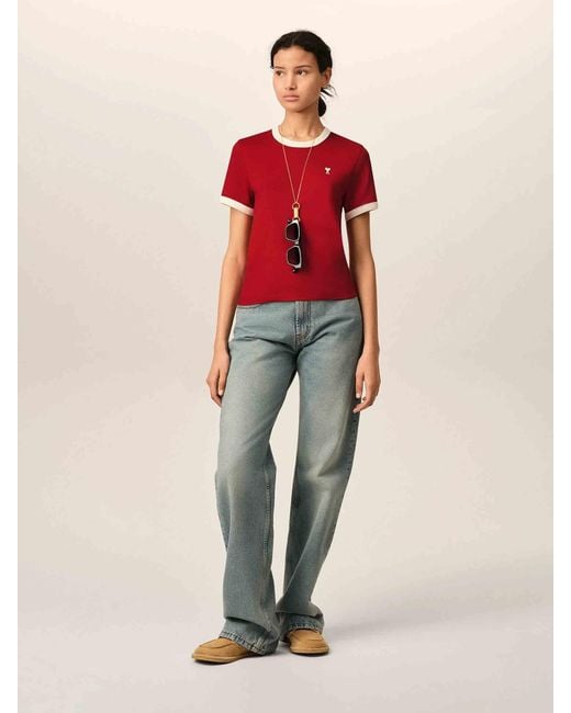 AMI Red Short Sleeve T-Shirt