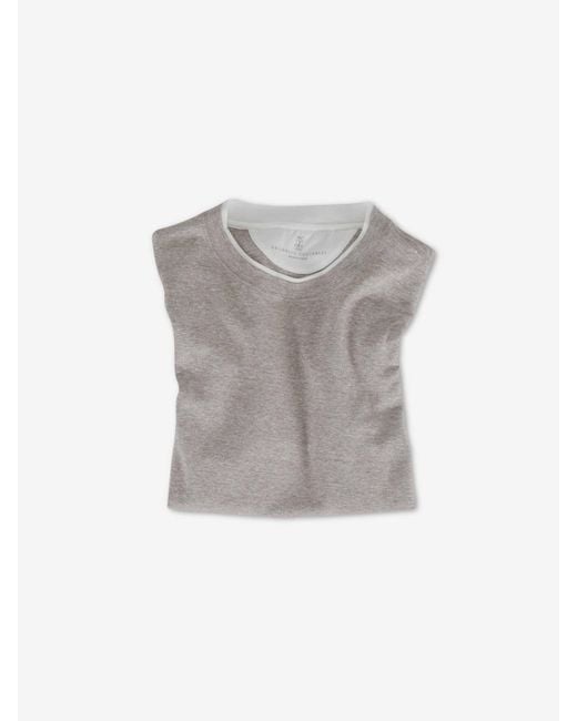 Brunello Cucinelli Gray Round Neck T-Shirt for men