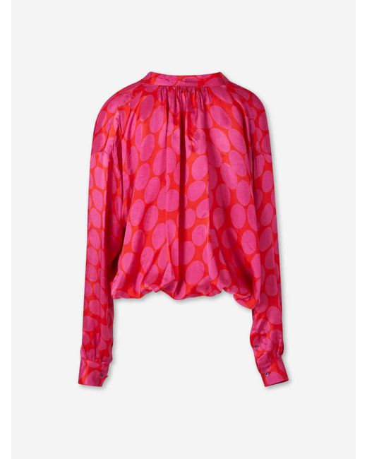 Dries Van Noten Red Printed Casual Blouse