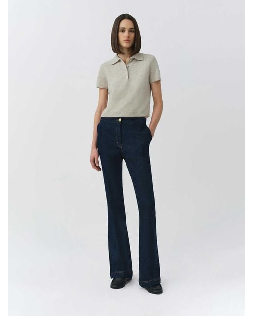 Jonathan Simkhai White Cashmere Knit Polo Shirt