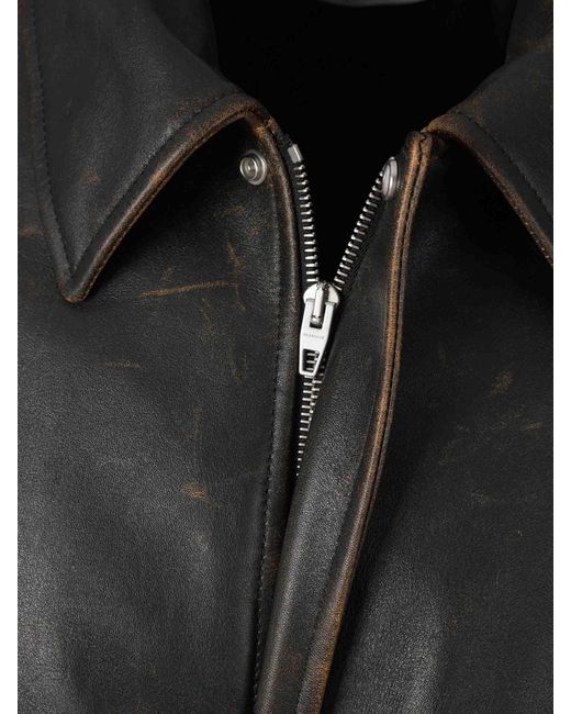 Jil Sander Black Leather Jacket for men