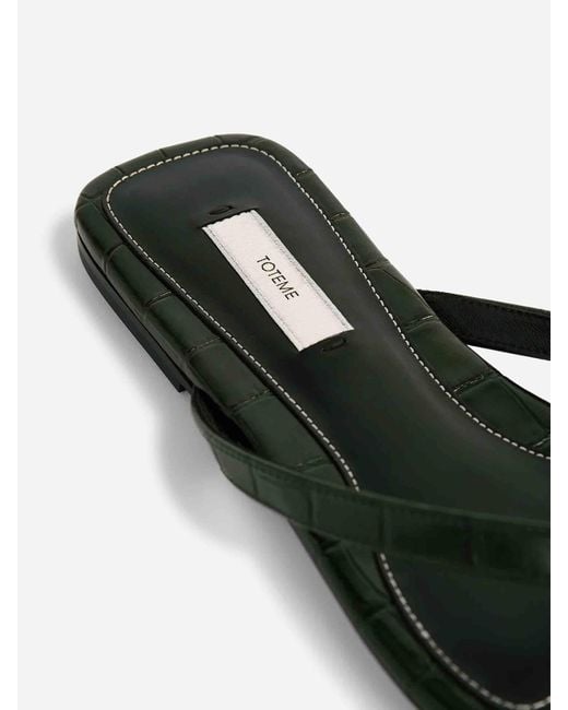 Totême White Crocodile Effect Sandals