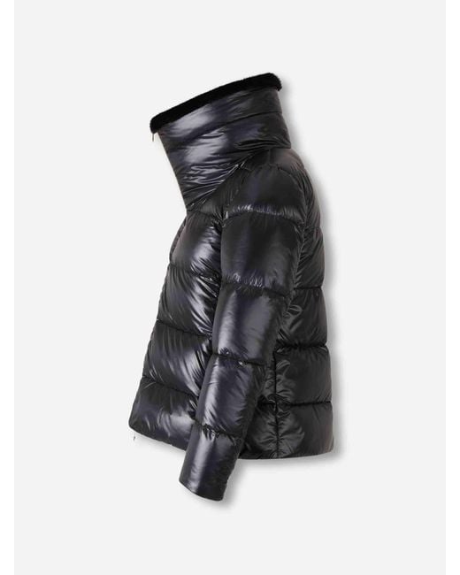 Herno Black Short Fur Down Jacket