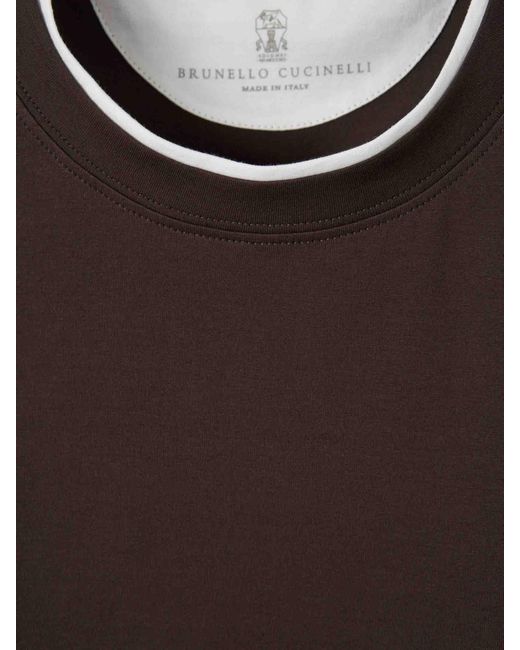 Brunello Cucinelli Brown Layered Short Sleeve T-Shirt for men