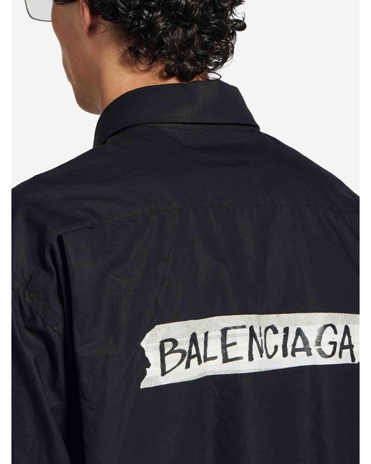 Balenciaga Blue Shirt Masking Tape for men