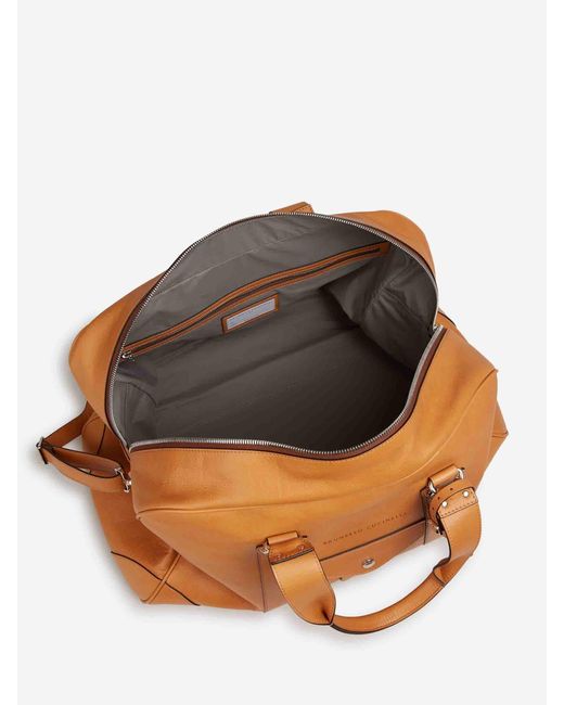Brunello Cucinelli Brown Leather Travel Bag for men
