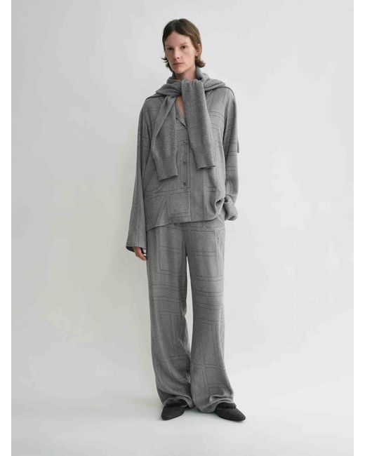 Totême  Gray Flanellbluse Mit Monogramm