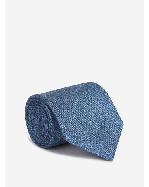 Santa Eulalia Blue Silk Mottled Tie for men
