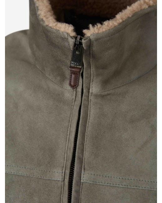Canali Gray Padded Suede Jacket for men