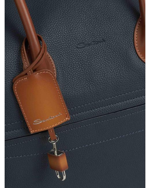 Santoni Reisetasche Aus Leder in Blue für Herren