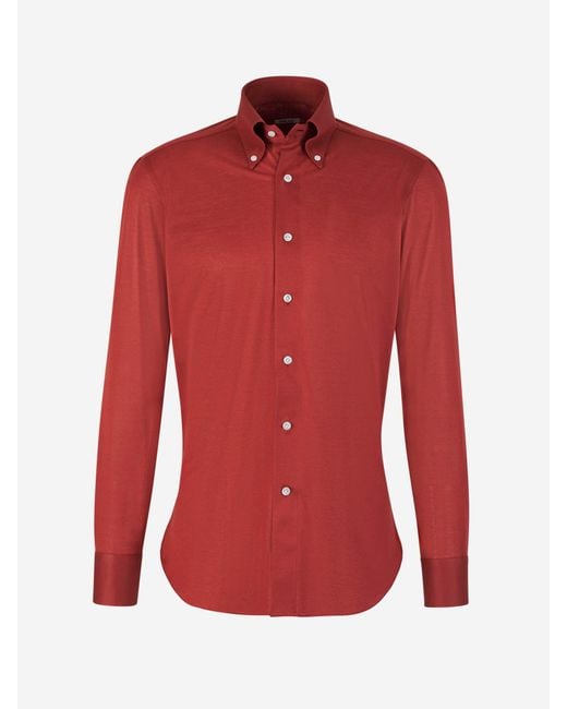 Camisa Algodón Piqué Fray de hombre de color Red
