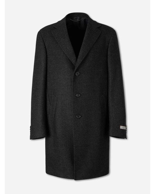 Canali Black Long Wool Coat for men