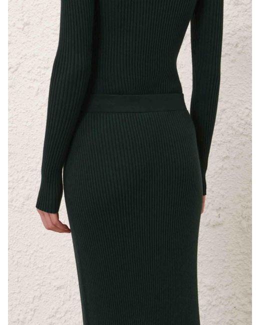 Zimmermann Green Straight Wool Skirt