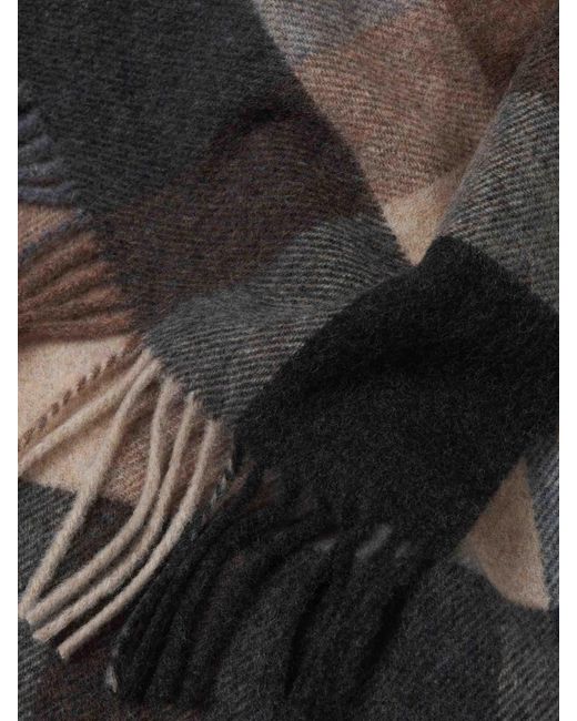 Santa Eulalia Natural Checkered Wool Scarf for men