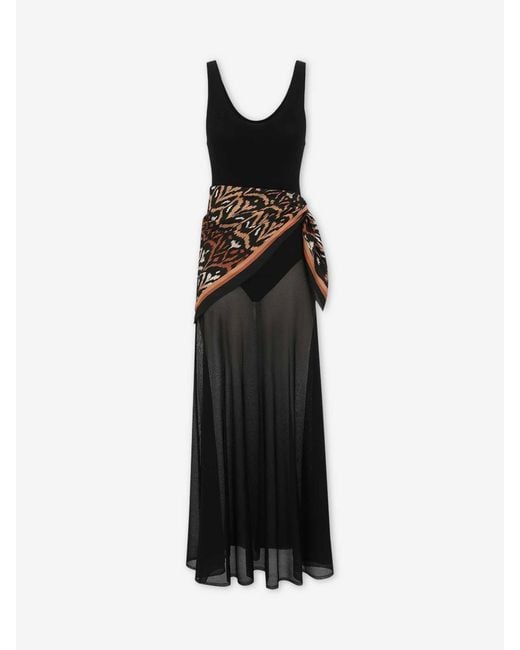 Zimmermann Black Semi-Transparent Dress With Scarf
