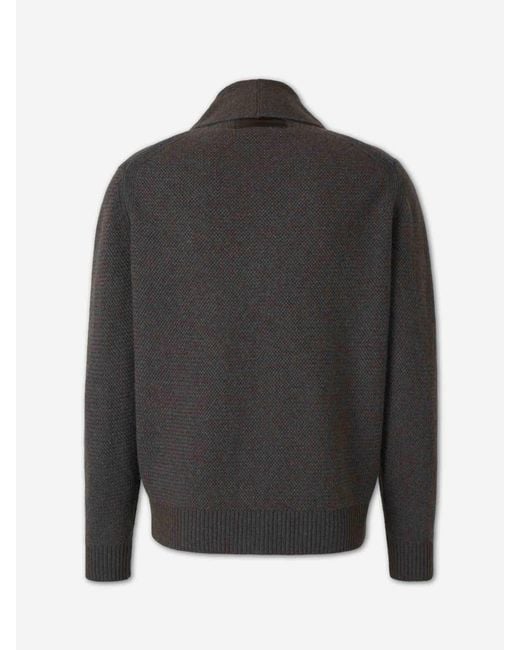 Zegna Black Textured Knit Cardigan for men