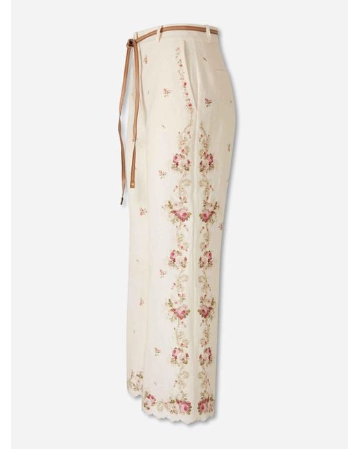 Zimmermann Natural Floral Flared Pants