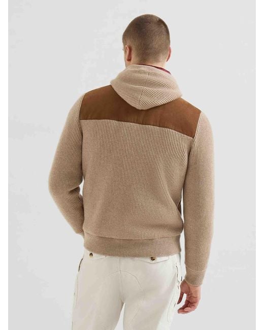 Brunello Cucinelli Brown Bomber Jacket Leather Suede for men