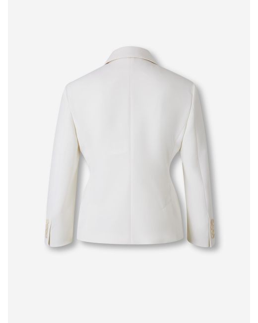 Max Mara White Cropped Wool Blazer