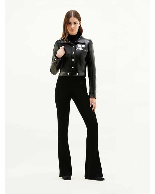 Courreges Black Vinyl Biker Jacket