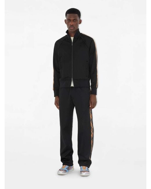 Burberry Black Cotton Check Joggers for men