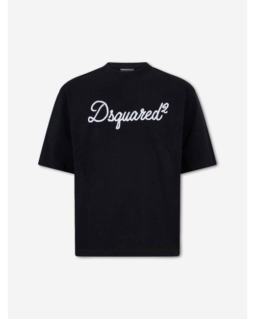 DSquared² Black Embroidered Logo T-Shirt for men