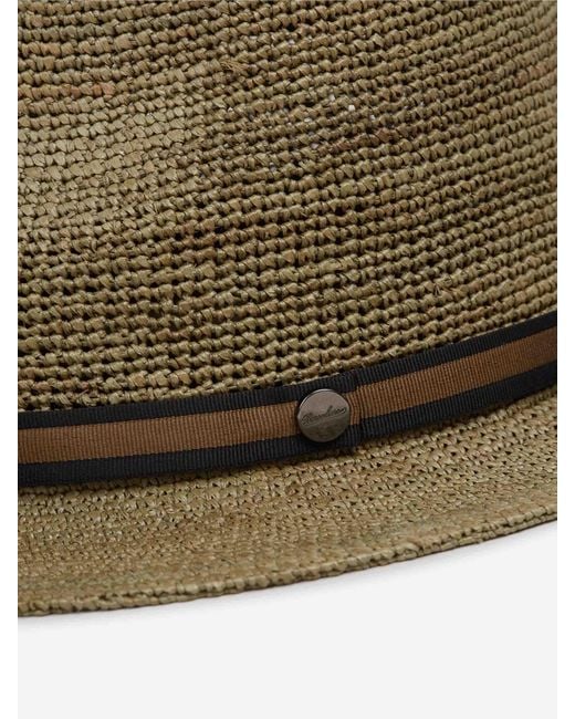 Borsalino Green Crochet Straw Hat for men
