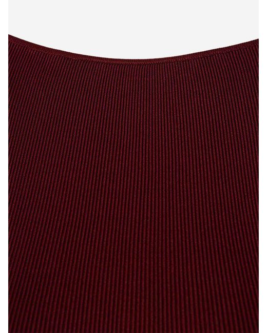 Roland Mouret Purple Gathered Knit Dress