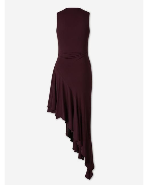 Alaïa Purple Asymmetrical Ruffle Dress