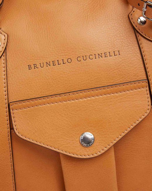 Brunello Cucinelli Brown Leather Travel Bag for men