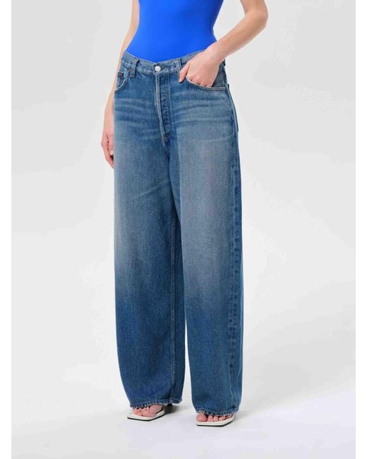 Agolde Blue Wide Leg Rounded Jeans