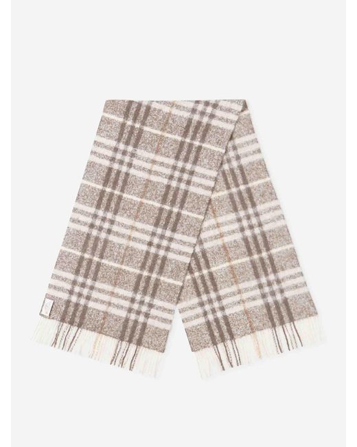 Santa Eulalia White Wool Check Scarf for men