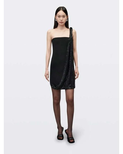 Alexander Wang Black Asymmetrical Dress With Rhinestones