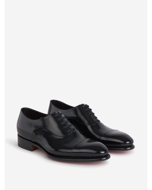 Santoni White Distressed Leather Shoes for men