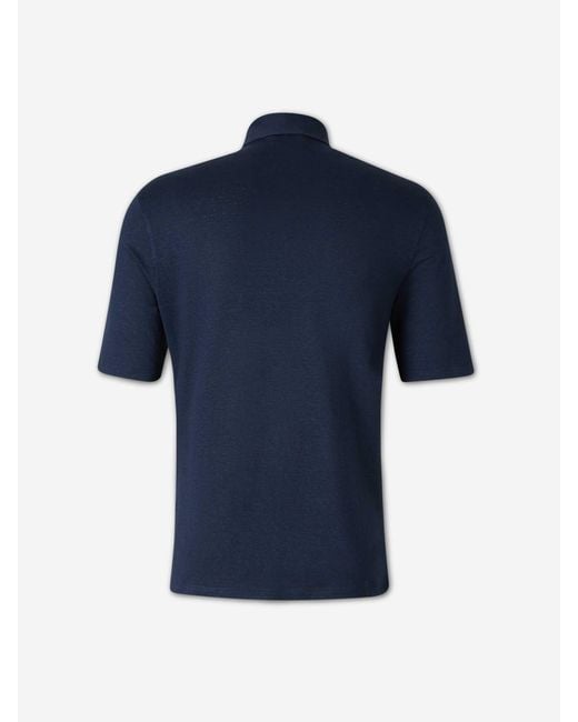Santa Eulalia Blue Linen Knit Polo Shirt for men