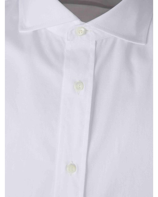 Brunello Cucinelli White Plain Dress Shirt for men