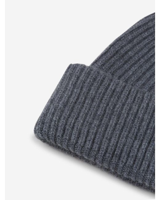 Fedeli Blue Cashmere Knitted Hat Stone for men
