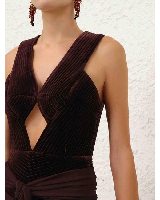 Zimmermann Purple Valiant Draped Stretch Dress